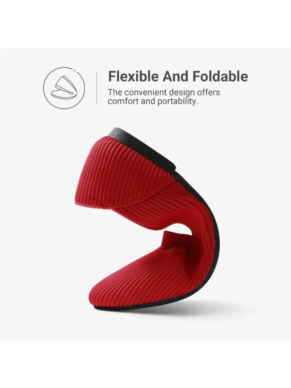 Women's Red Mary Jane Flats Pointed Toe Breathable Knit Slip On Flat Shoes